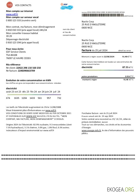 France EDF justificatif de domicile modèle de facture de services publics aux formats Word et PDF